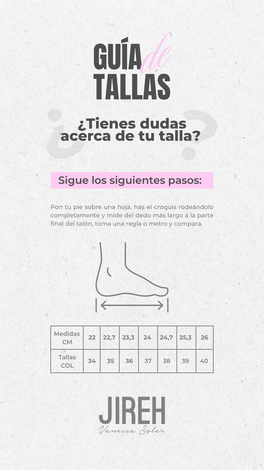 Guía de Tallas Jireh